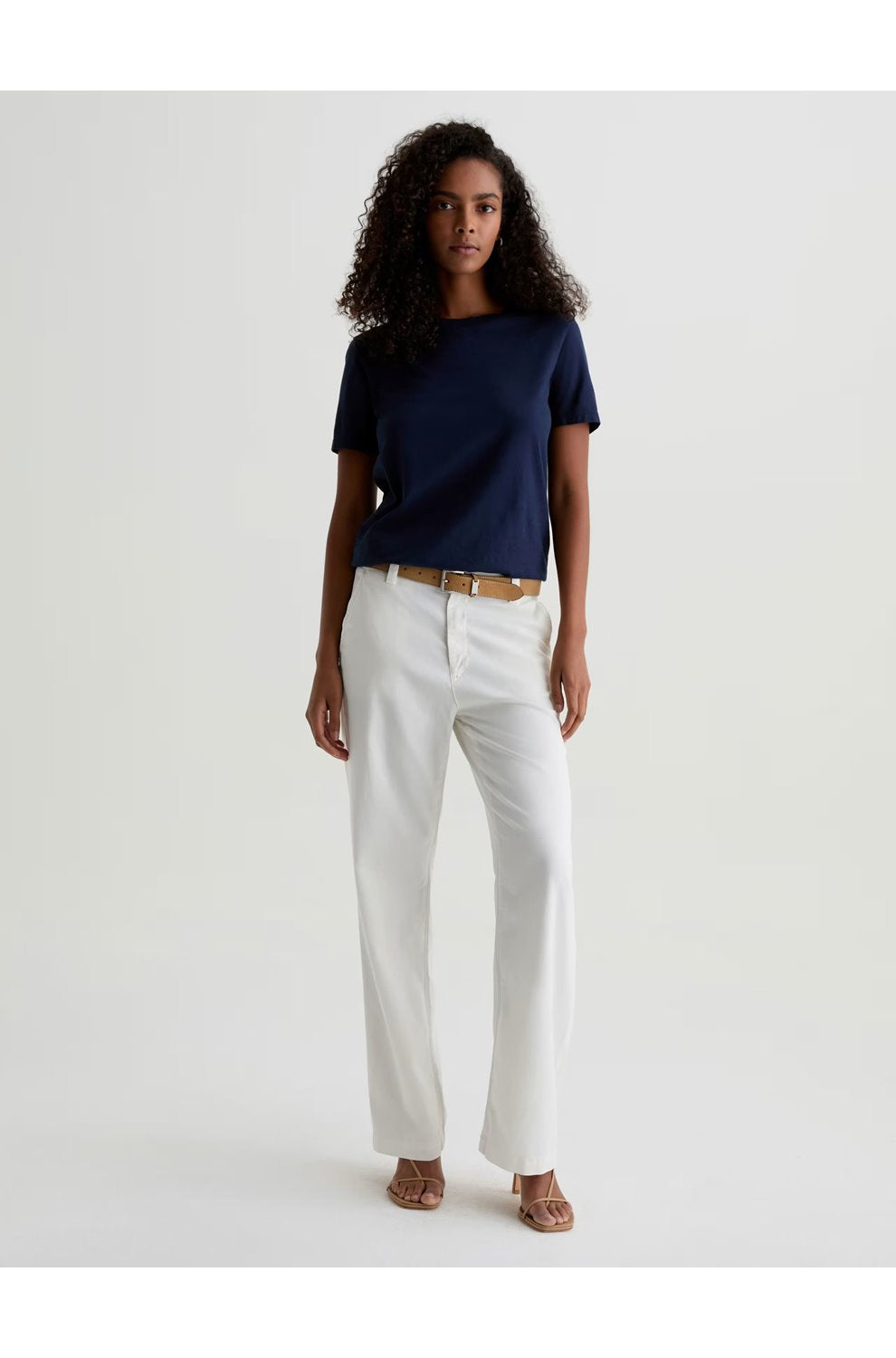 Caden Straight Tailored Trouser in Powder
