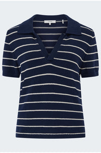 Striped Easy Polo in Navy Multi