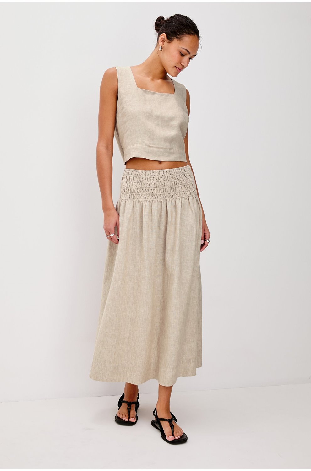 Alessa Skirt in Heather Flax Linen