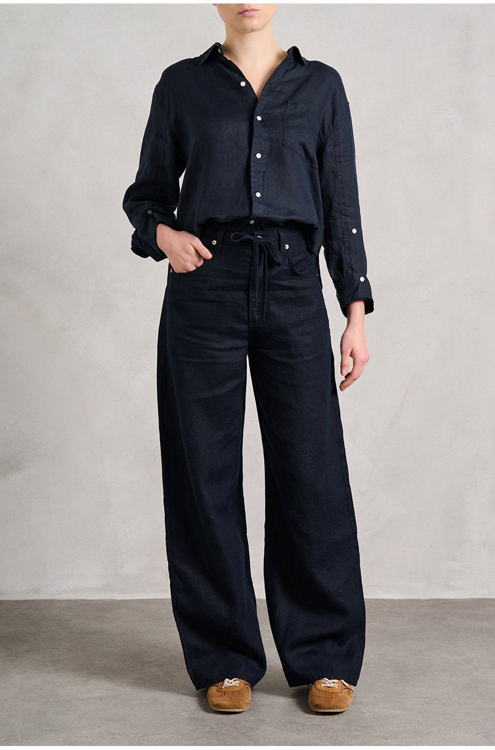 Kayla Shrunken Shirt in True Navy