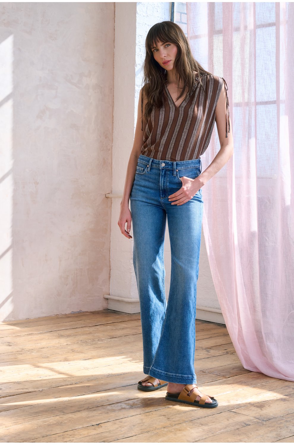 Leenah Wide Jean in Monaco Mist