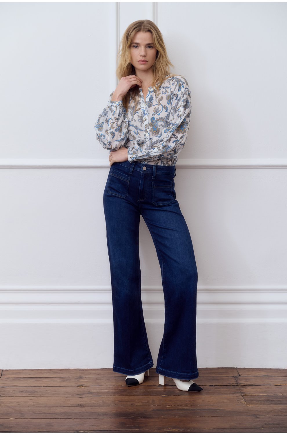 Leenah Wide Jean with Patch Pockets in Cambres