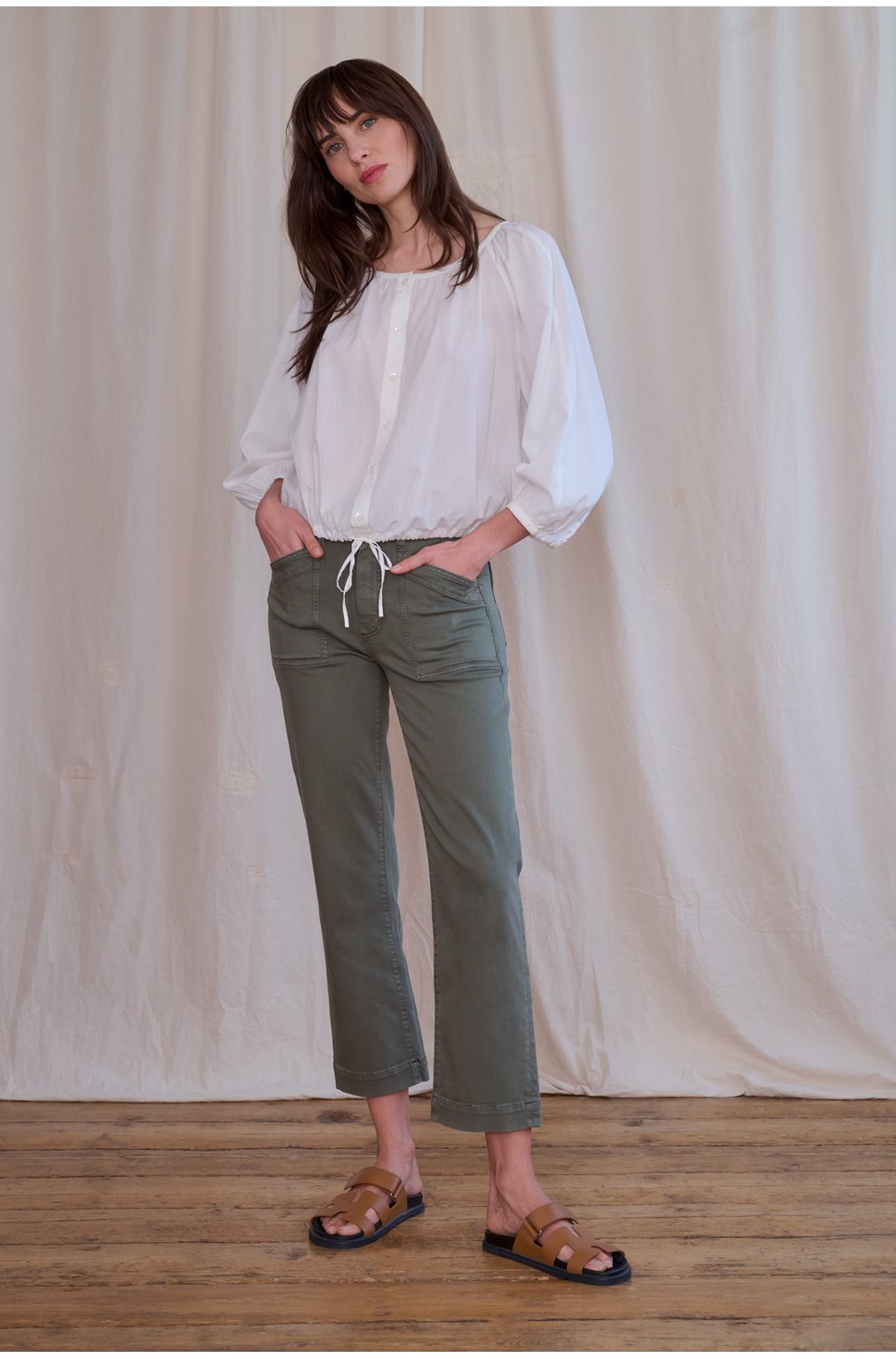 Quincy Ankle Straight Trouser in Vintage Ivy Green