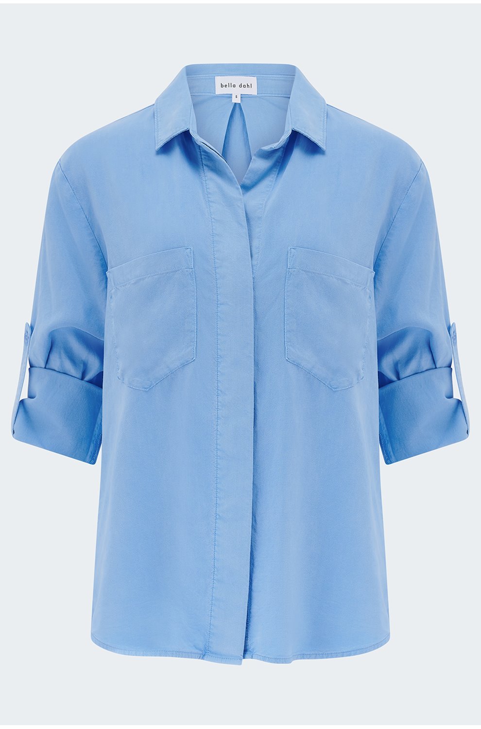 Split Back Button Down Shirt in Tidal Blue