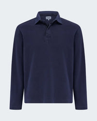 Light Fleece Rugby Knitted Polo in Marine Blue