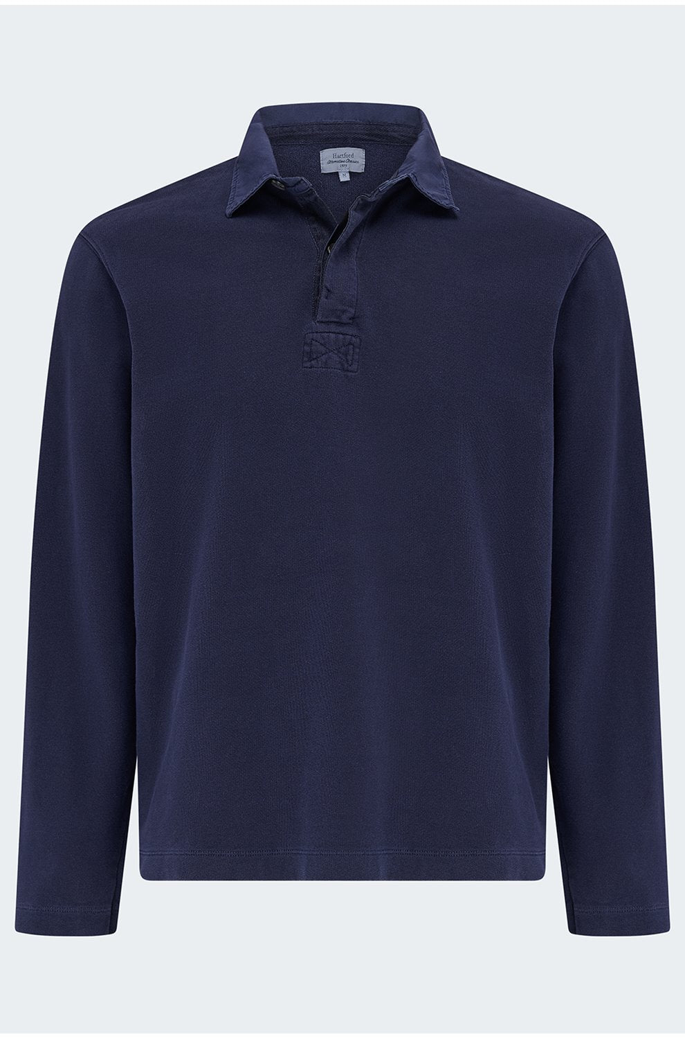 Light Fleece Rugby Knitted Polo in Marine Blue