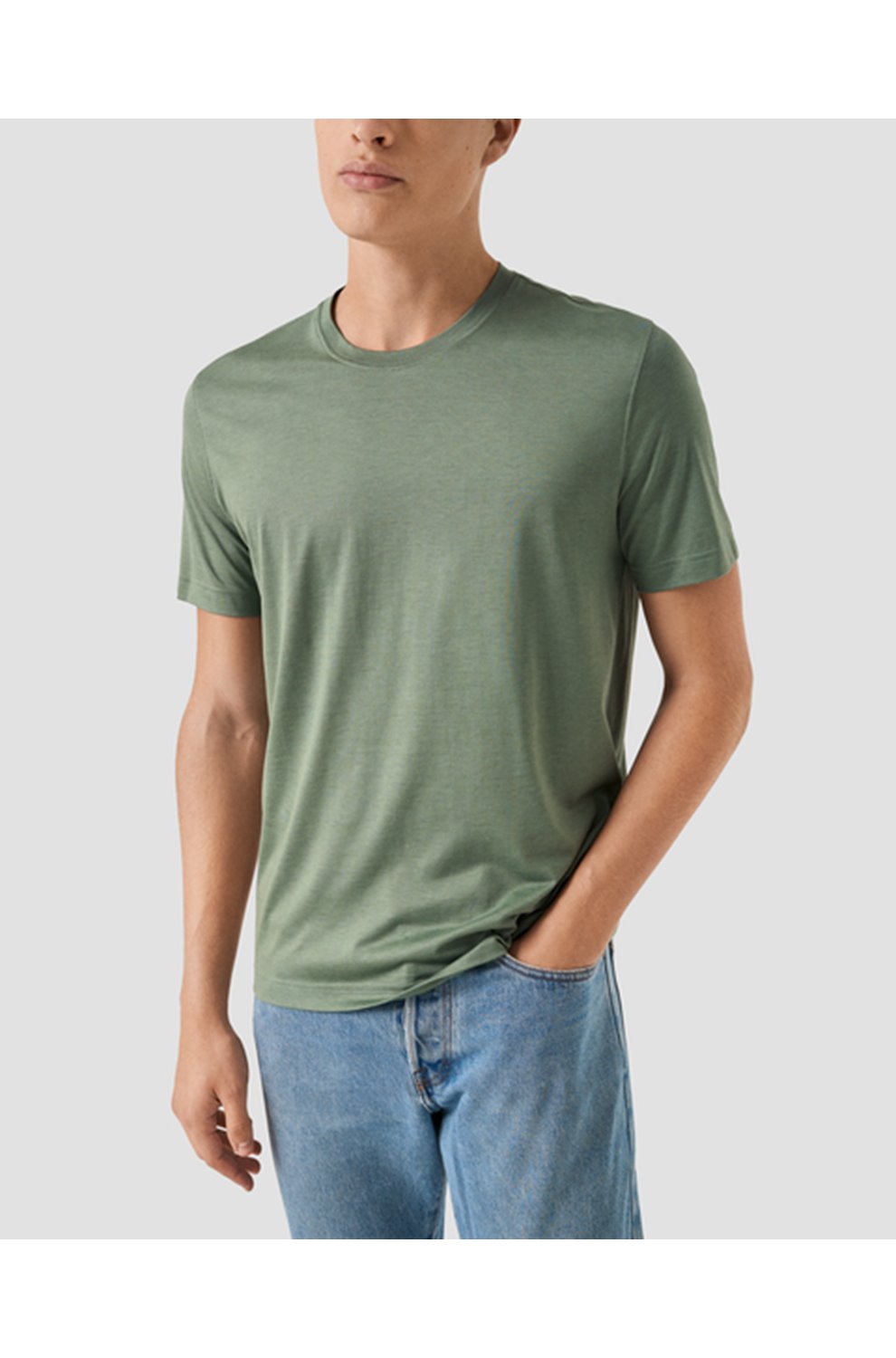 Cotton Silk T-Shirt in Dark Green