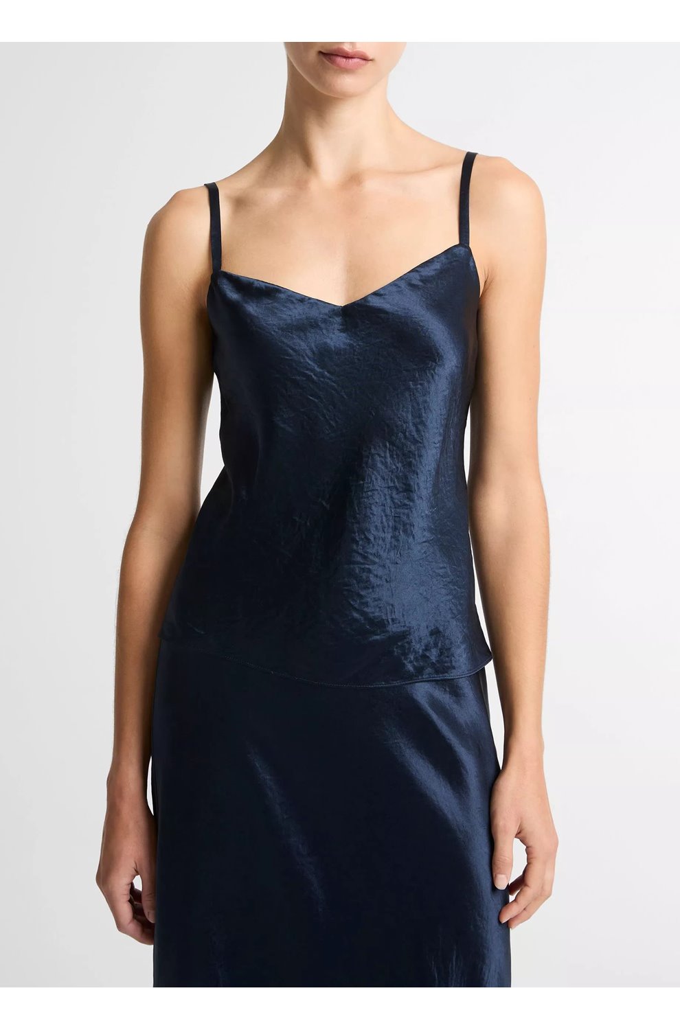 Satin V-Neck Cami in Coastal