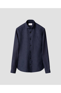 Solid Linen Shirt in Navy Blue