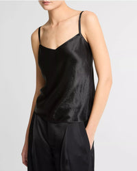 Satin V-Neck Cami in Black