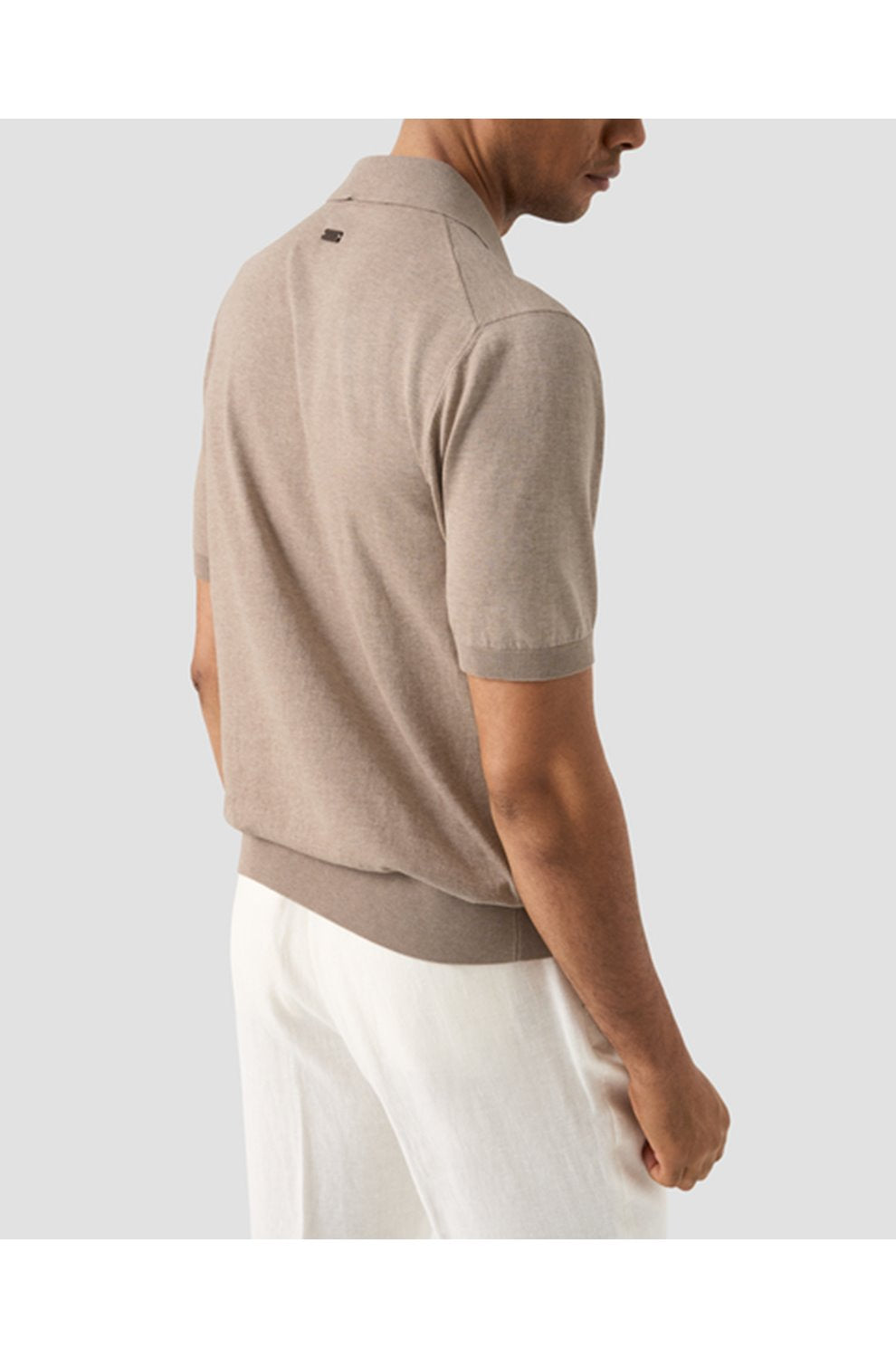 Structure Full Button Polo in Beige