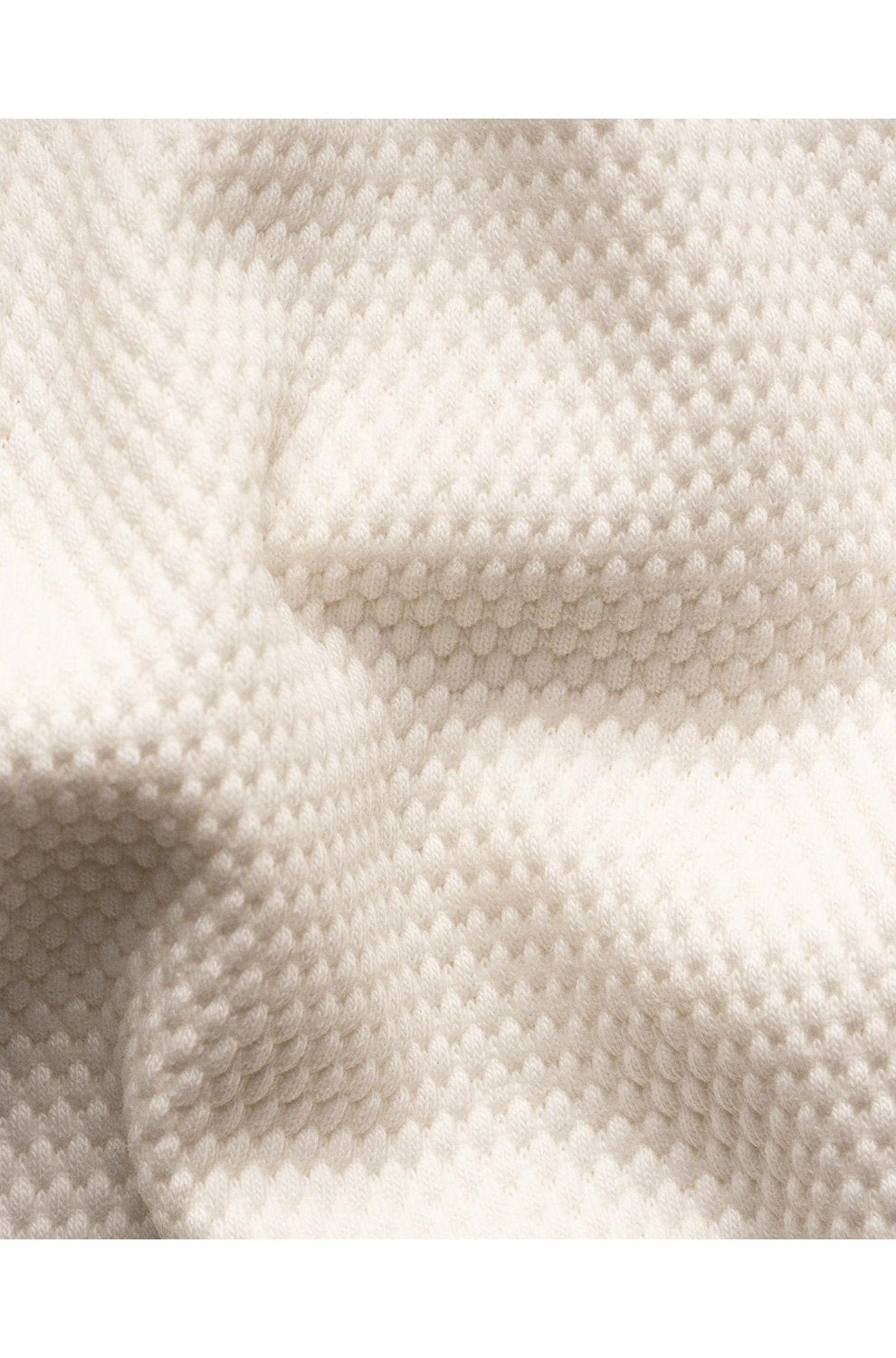 Waffle Open Collar Polo in Off White