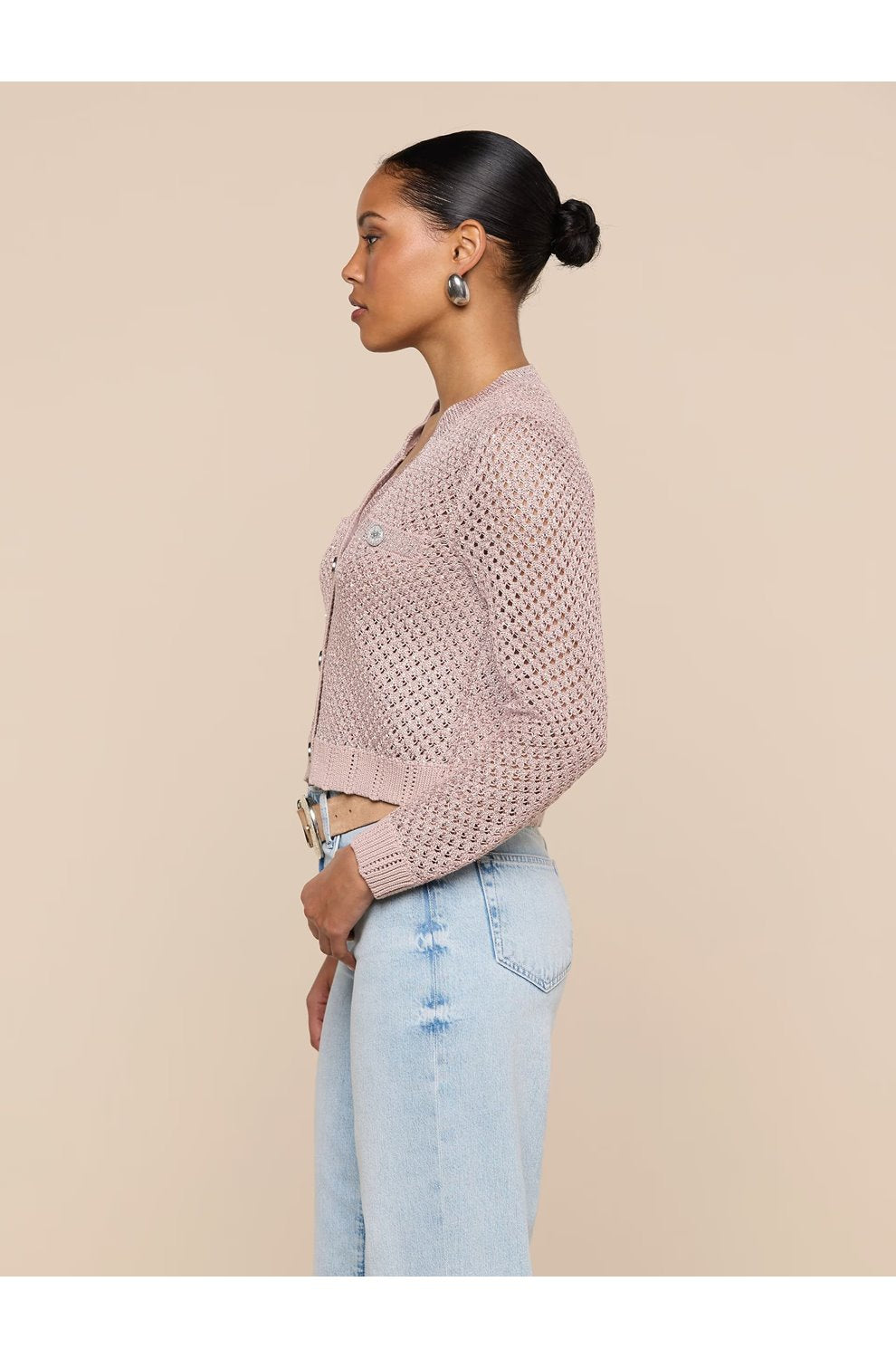 Blanca Sequin Cardigan in Adobe Rose