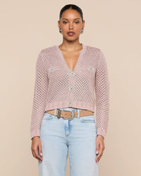 Blanca Sequin Cardigan in Adobe Rose