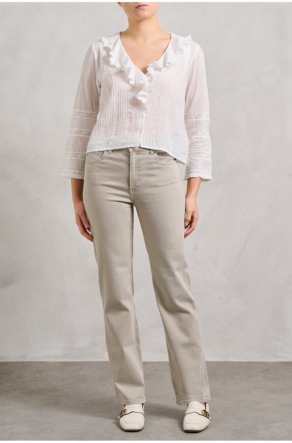 Brinley Straight Jean in Sulfur Light Taupe