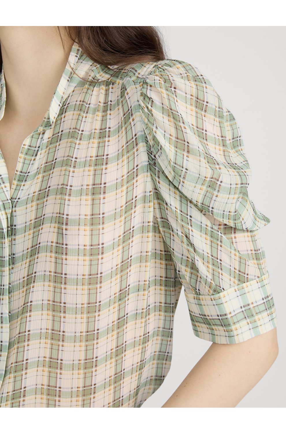 Gillian Top in Jade Green Plaid