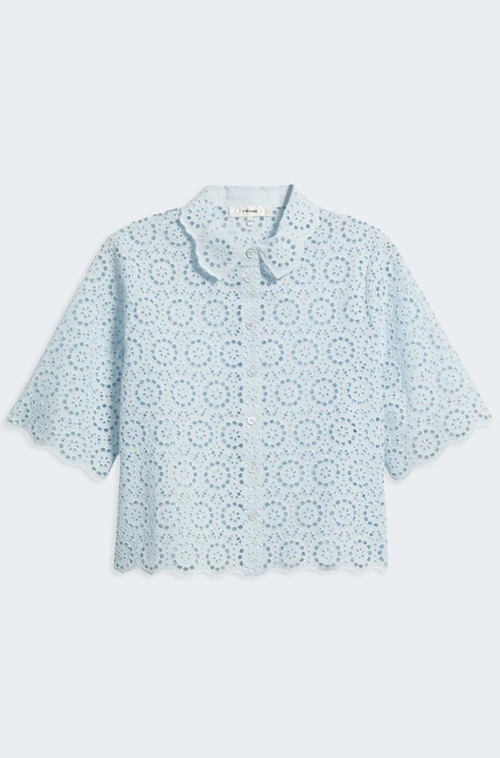 The Petal Eyelet Top in Ice Blue