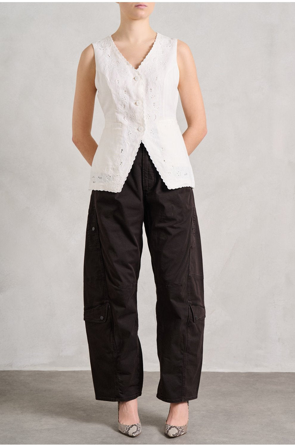 Jesse Top in Embroidered Ivory