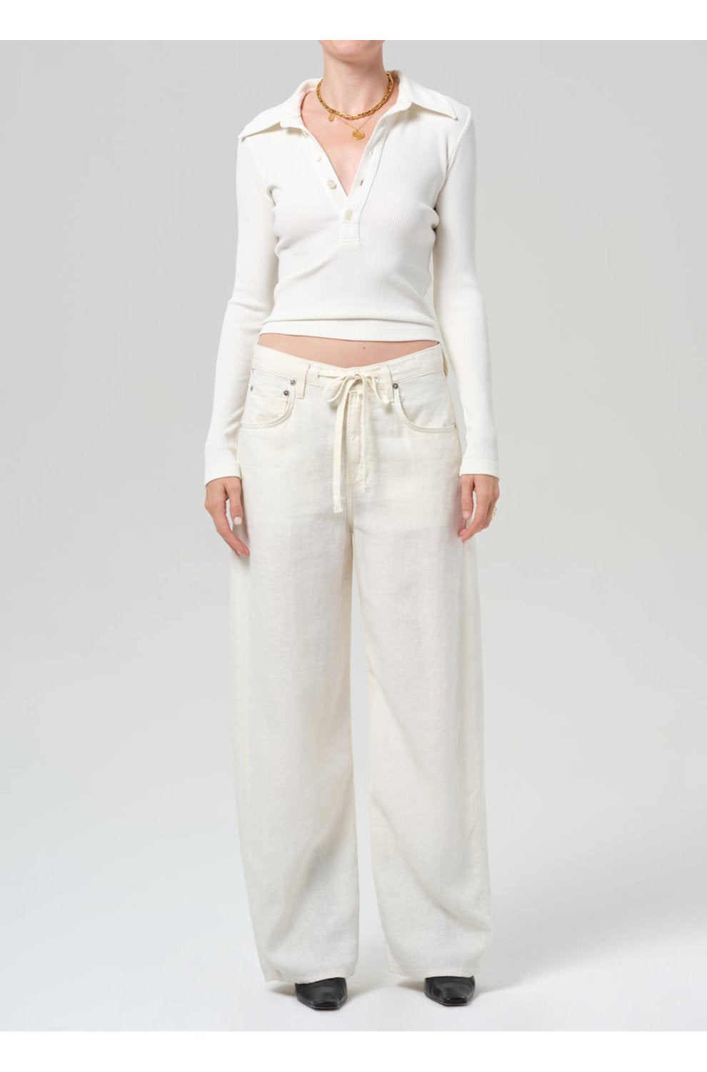 Brynn Drawstring Trouser in Vanilla