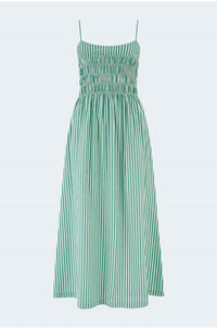 Primrose Dress in Emerald Stripe