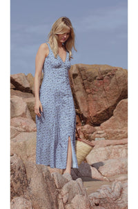 Ottilie Dress in Denim Poppy