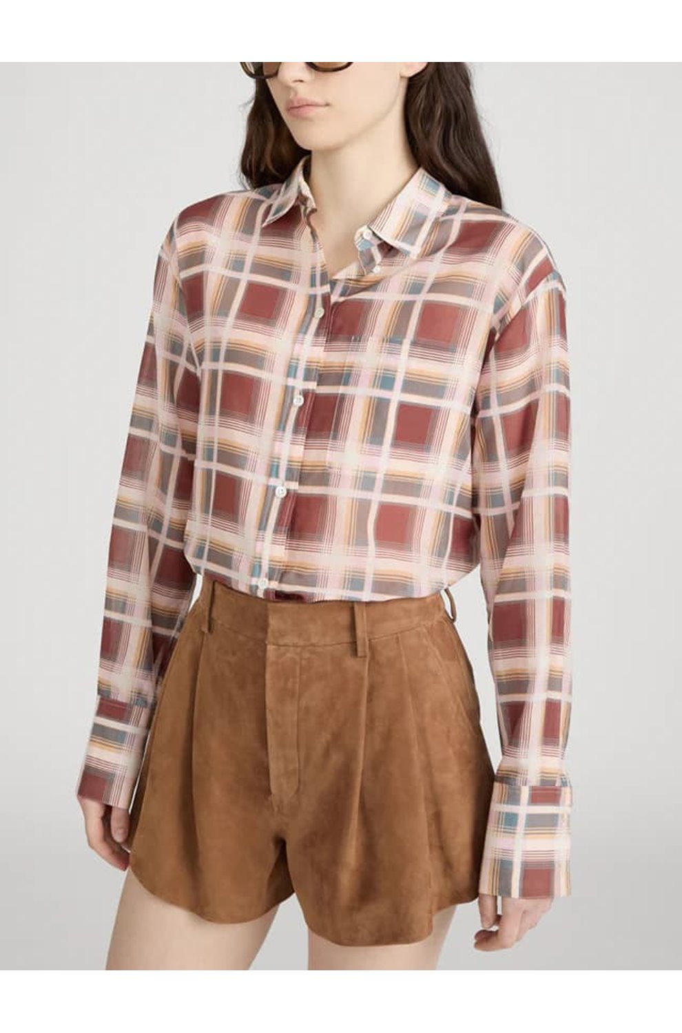 The Plaid Boy Shirt in Silver Peony