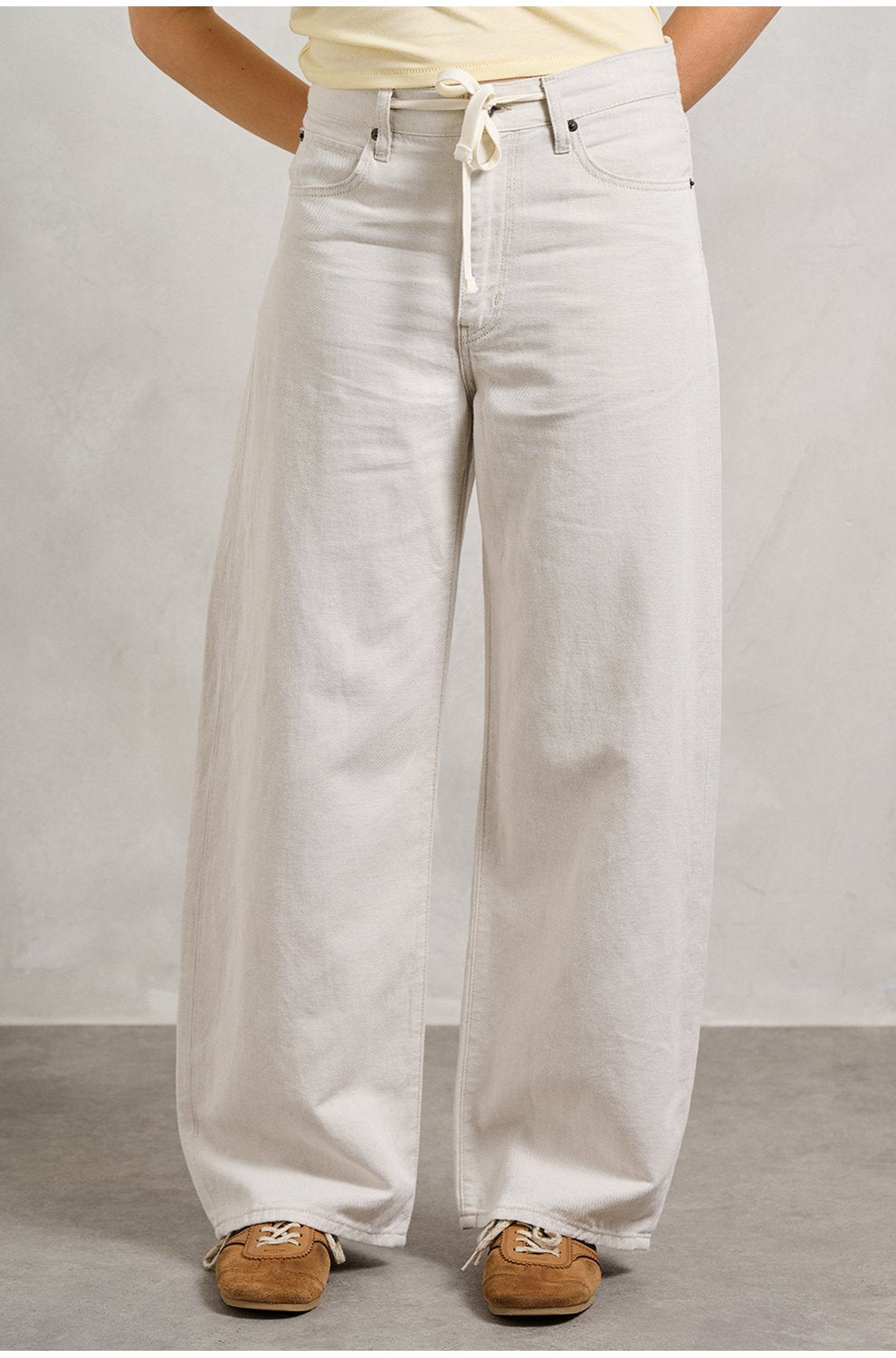 The Off Duty Drawstring Bow in Natural Ecru
