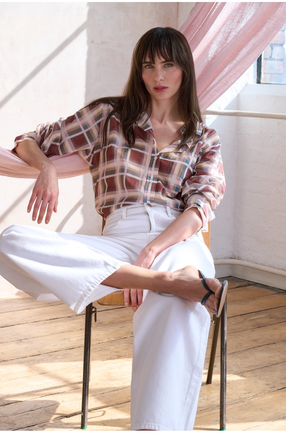The Plaid Boy Shirt in Silver Peony