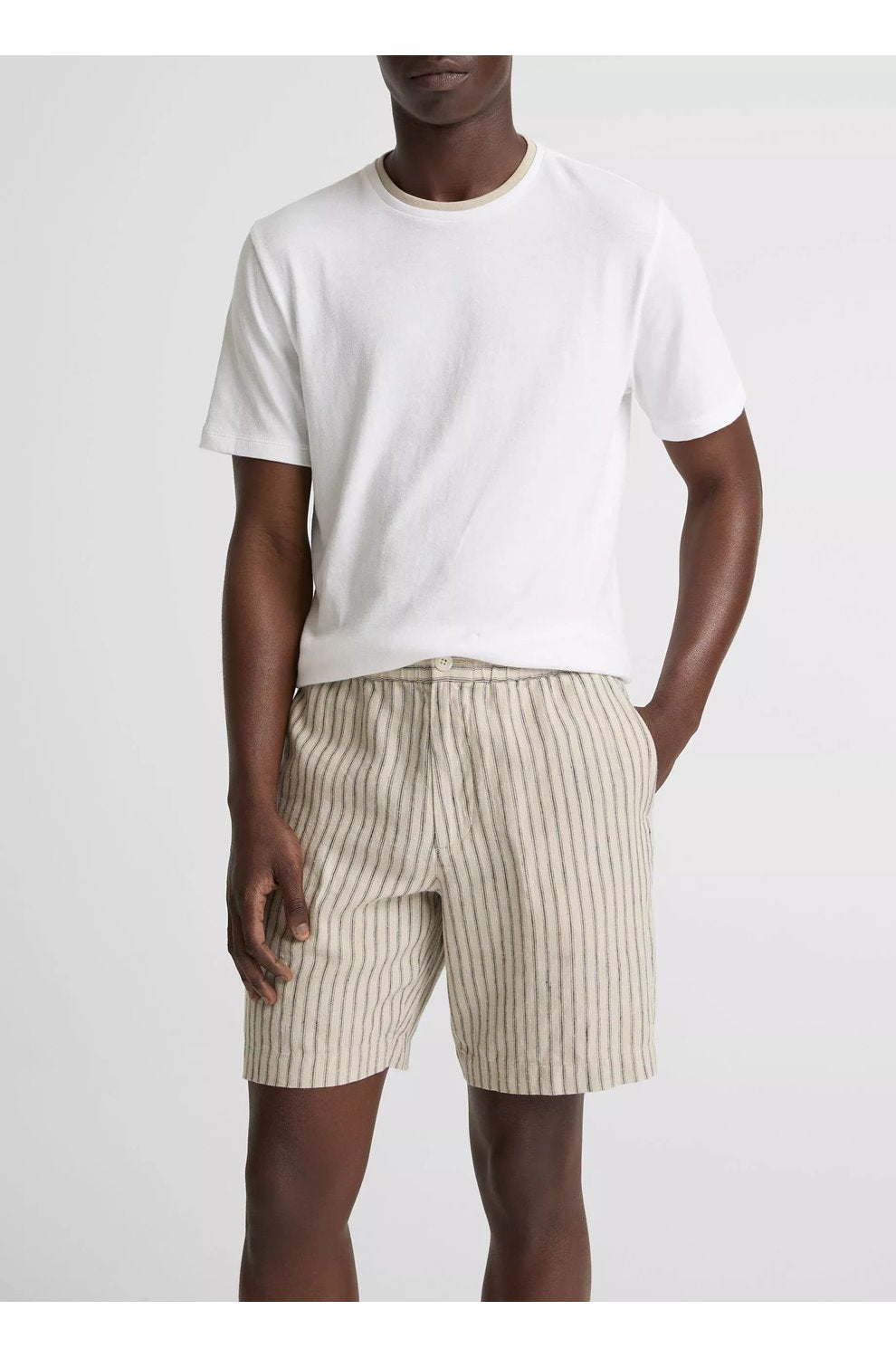 Double Collar Crew Neck in White Parchment