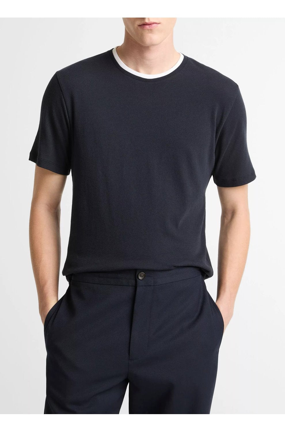 Double Collar Crew Neck in Coastal Navy