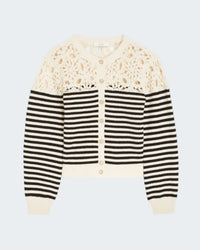 The Coastal Striped Cardigan in Cream