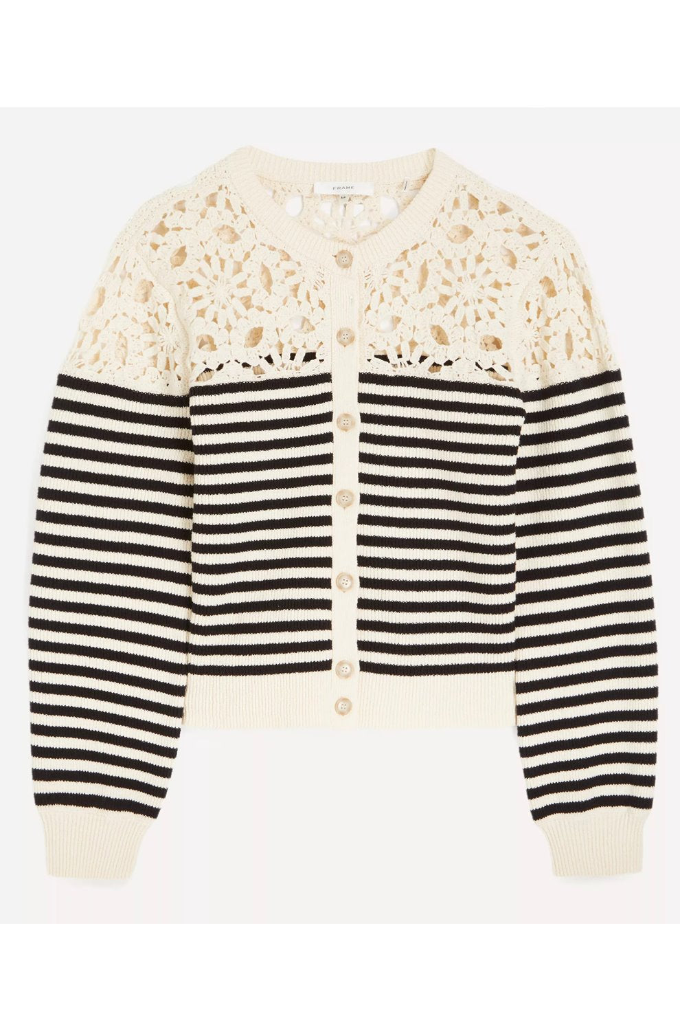 The Coastal Striped Cardigan in Cream