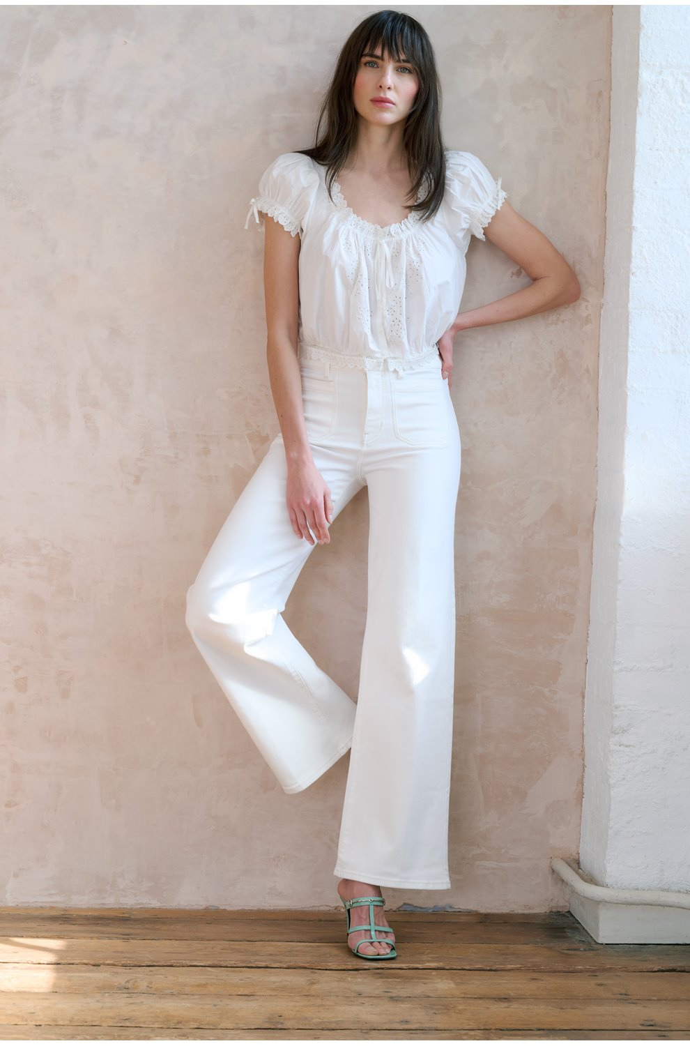 Le Slim Palazzo with Modernist Pockets in Au Natural Clean