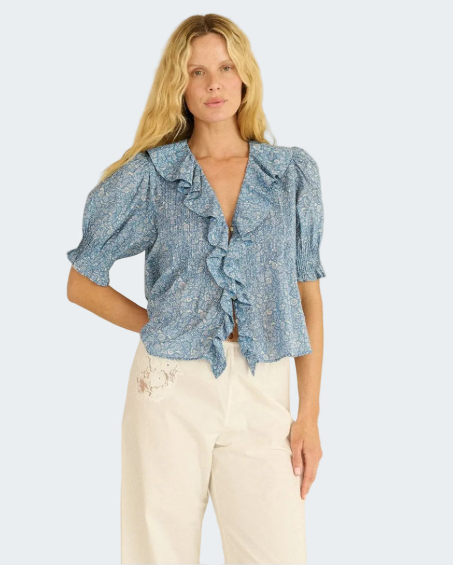Henri Top in Blue Garden Bloom