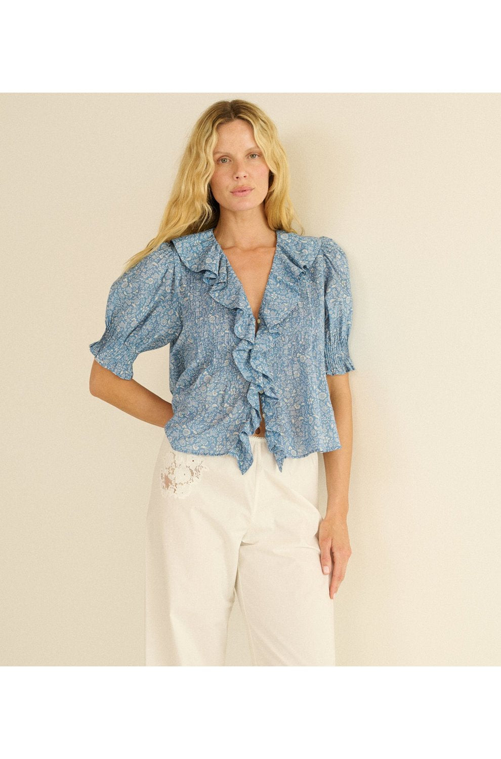Henri Top in Blue Garden Bloom