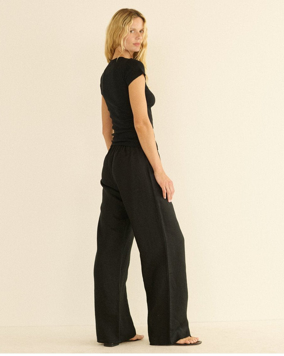 Lavon Linen Pant in Black