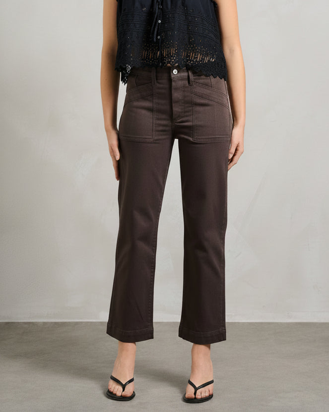 Quincy Ankle Straight Trouser in Rich Chocolate
