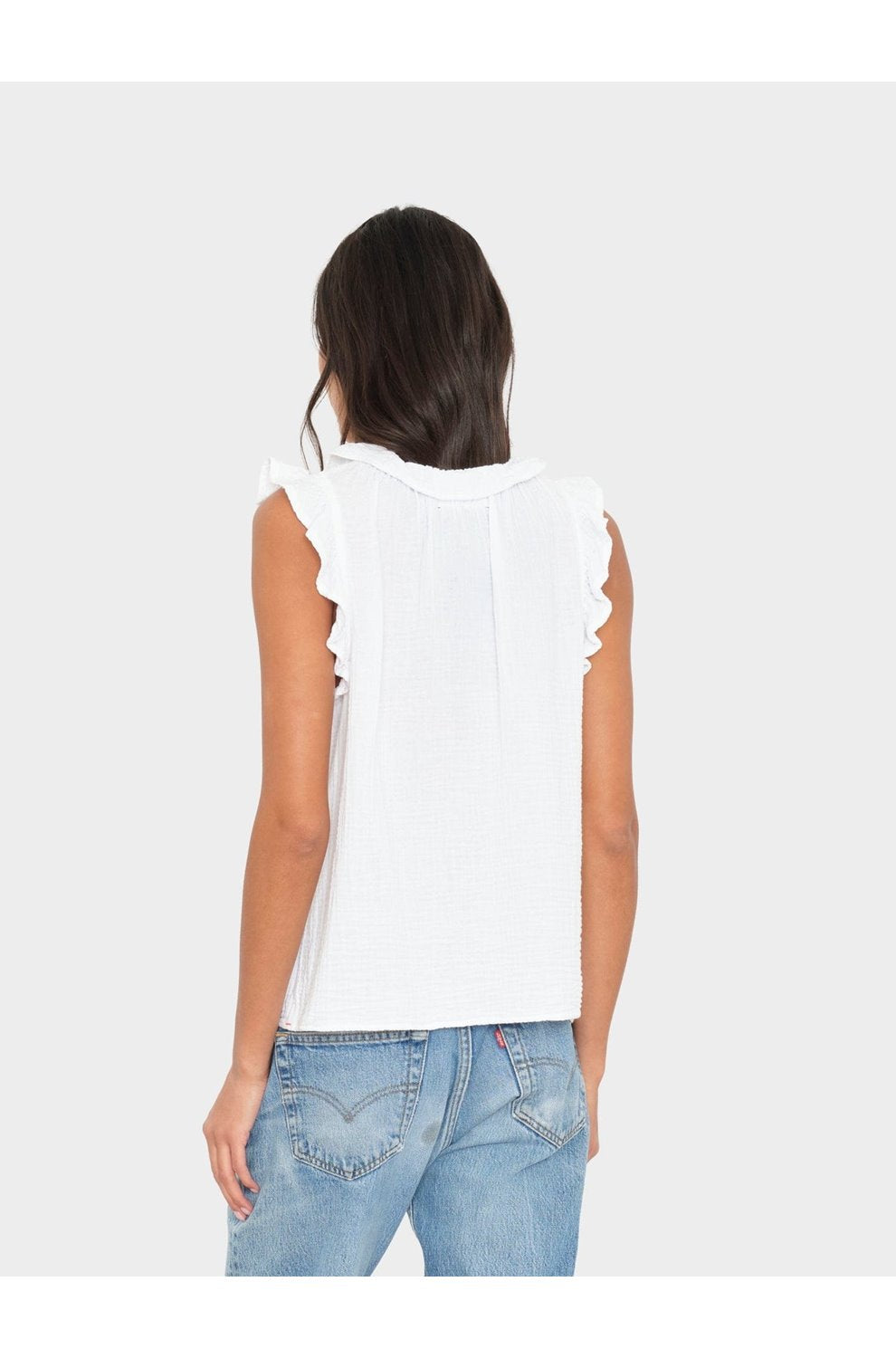Bex Top in White Gauze