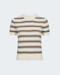 Striped Cashmere Blend Tee in Dark Artichoke