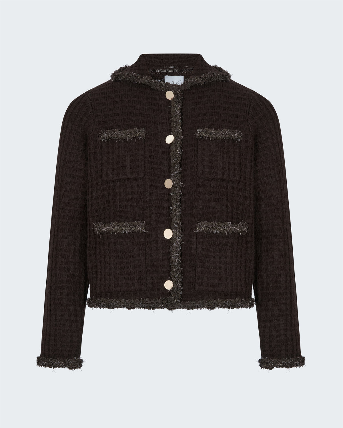 Knitted Jacket Buttons Chocolate
