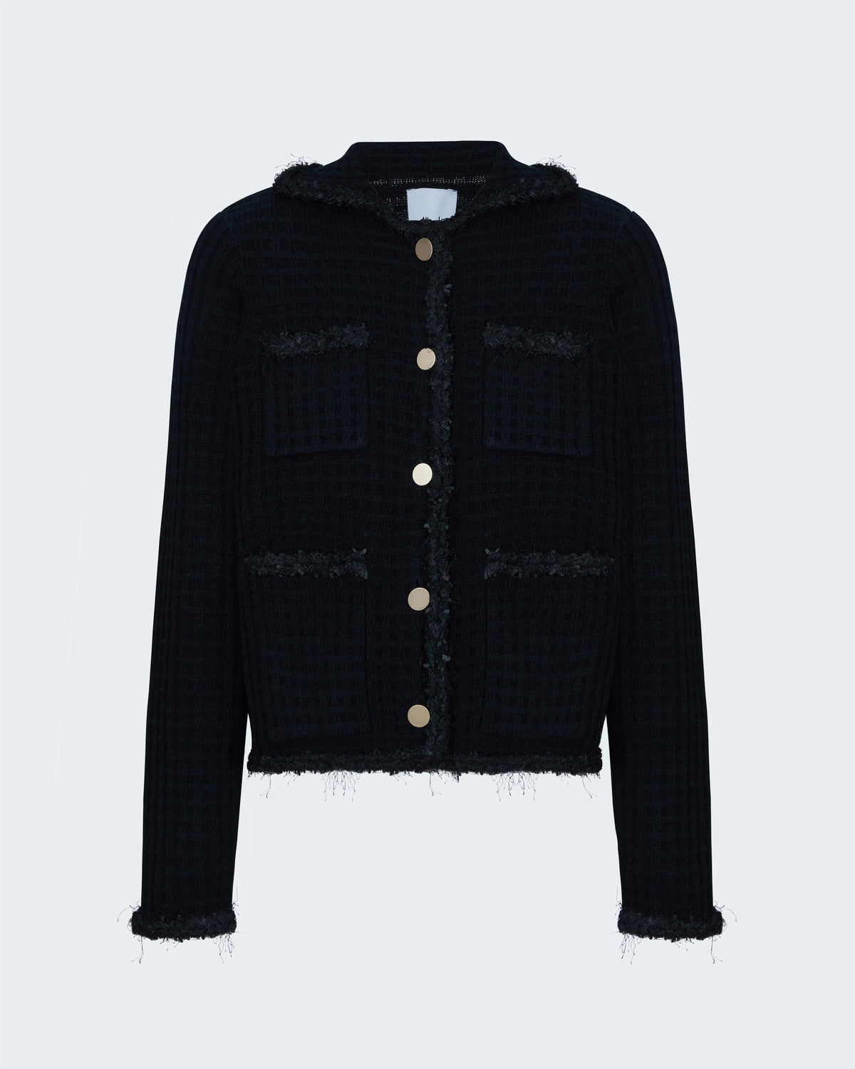 Knitted Jacket with Gold Buttons in Black