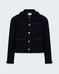 Knitted Jacket with Gold Buttons in Black