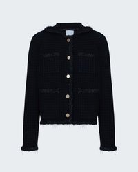 Knitted Jacket with Gold Buttons in Black