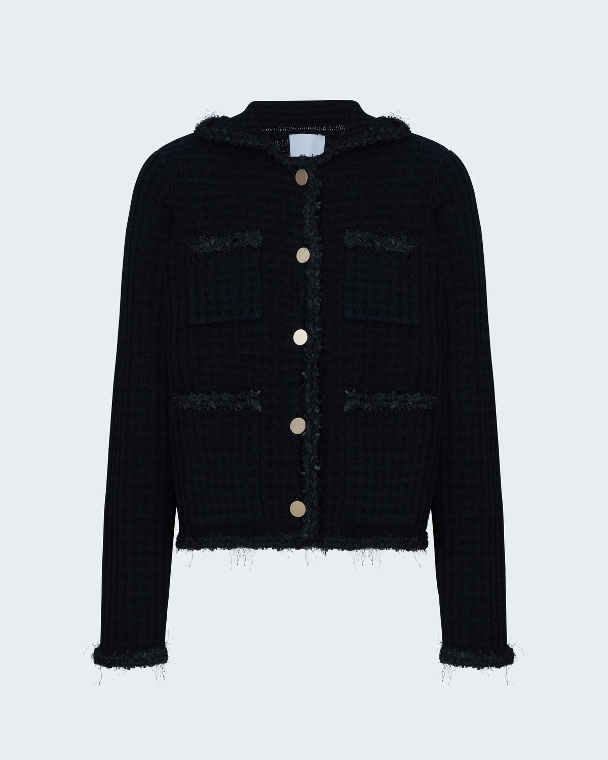Knitted Jacket with Gold Buttons in Black