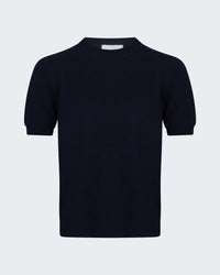 Cashmere Short Sleeve Crew in Navy