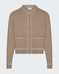 Braid Trim Cardigan in Camel Cream