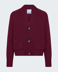 V Neck Cardigan in Burgundy