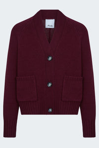 V Neck Cardigan in Burgundy