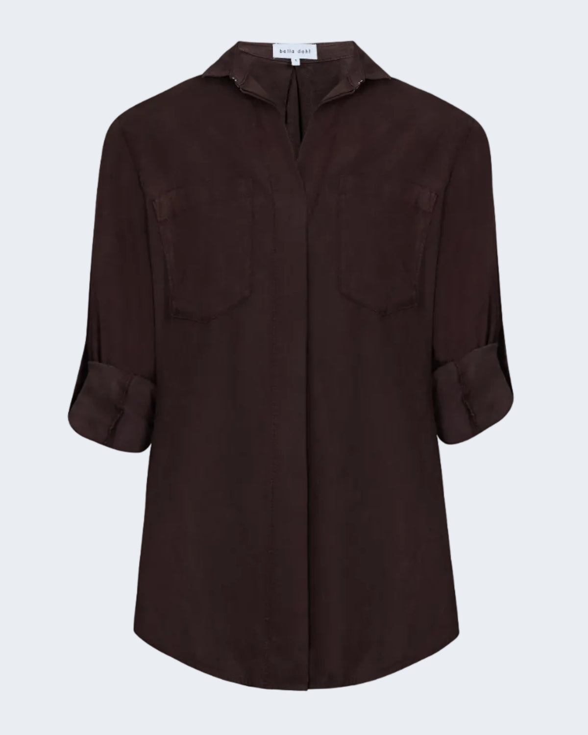 Split Back Button Down Shirt in Chestnut Brown