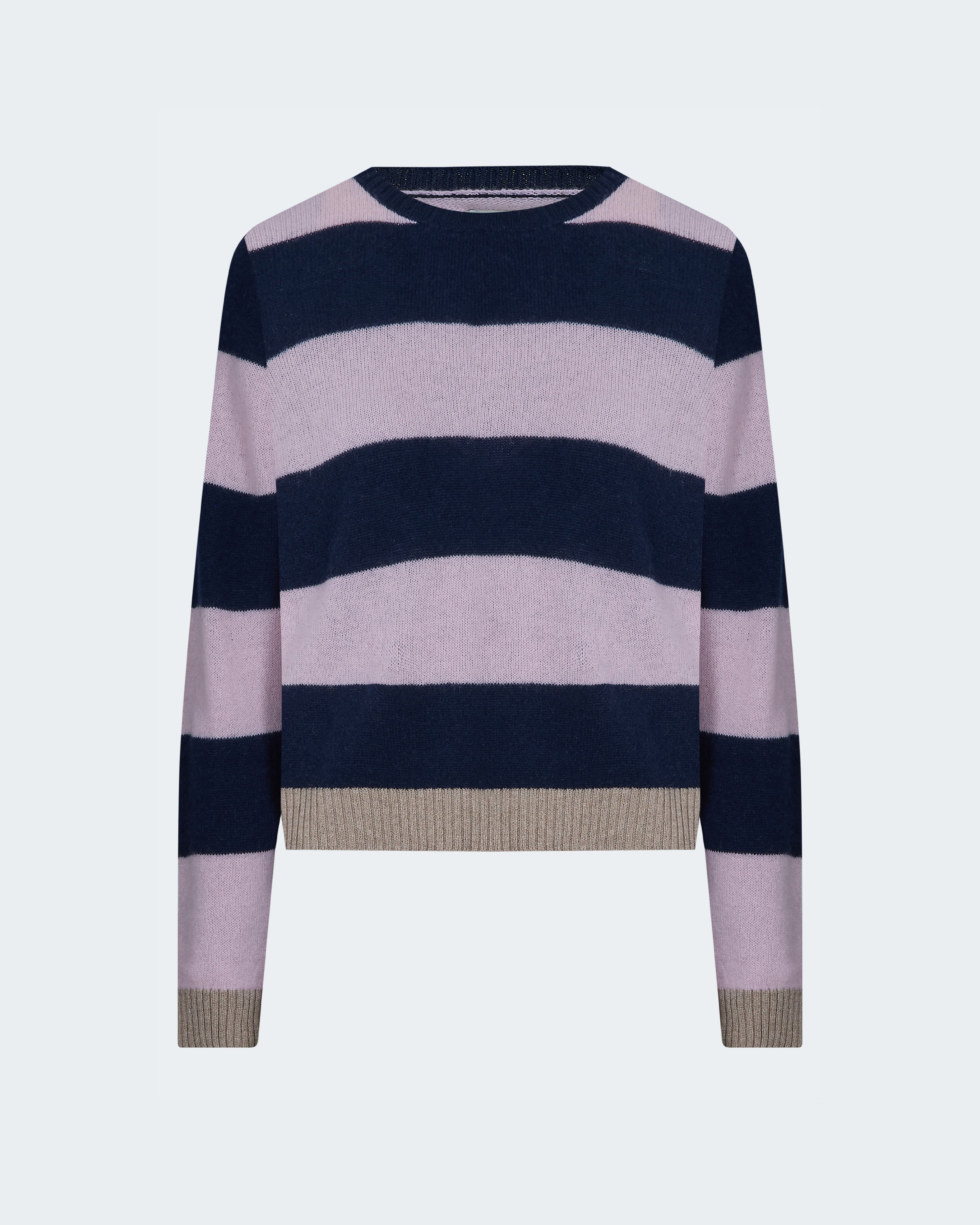 Contrast Stripe Crew in New Navy Blossom